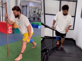 Stick in hand, Rishabh Pant tried to climb the ladder by bending his knees, fans expressed happiness after watching Viral Video