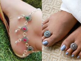 silver payal toe ring design