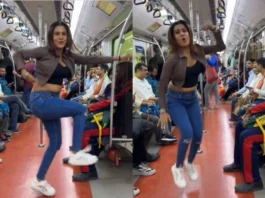 girl dance on metro