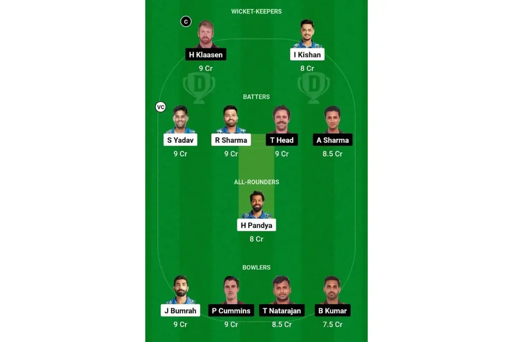 MI vs SRH Dream 11