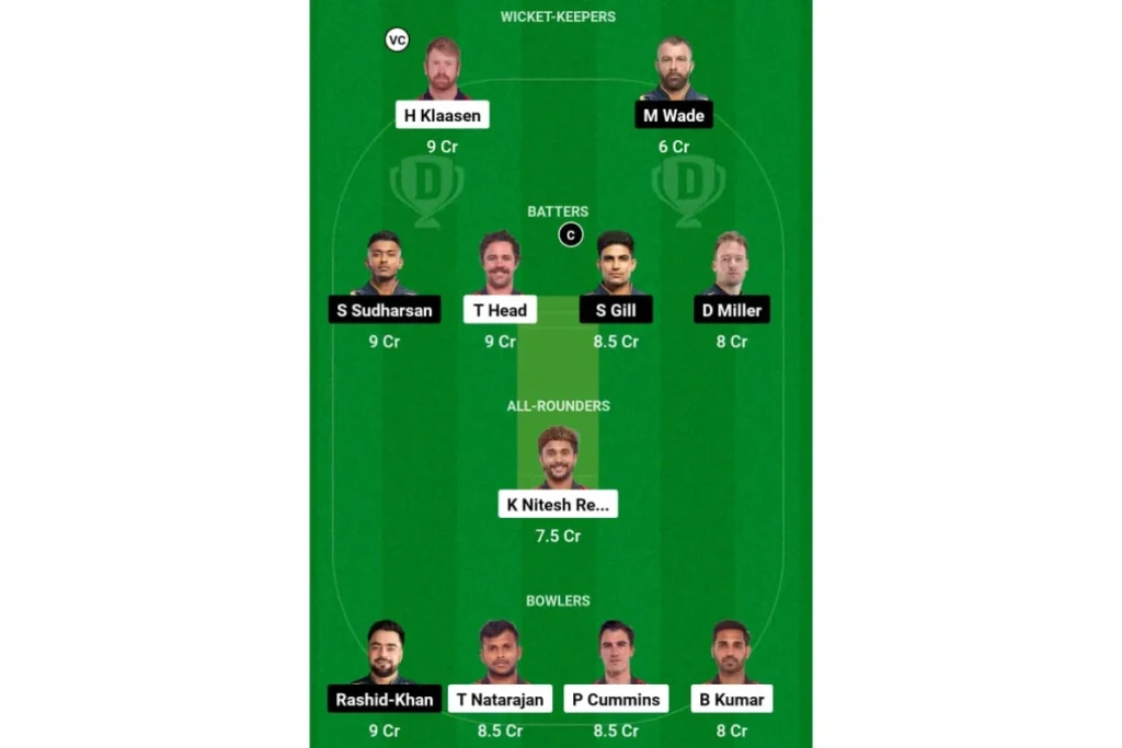 SRH vs GT Dream 11
