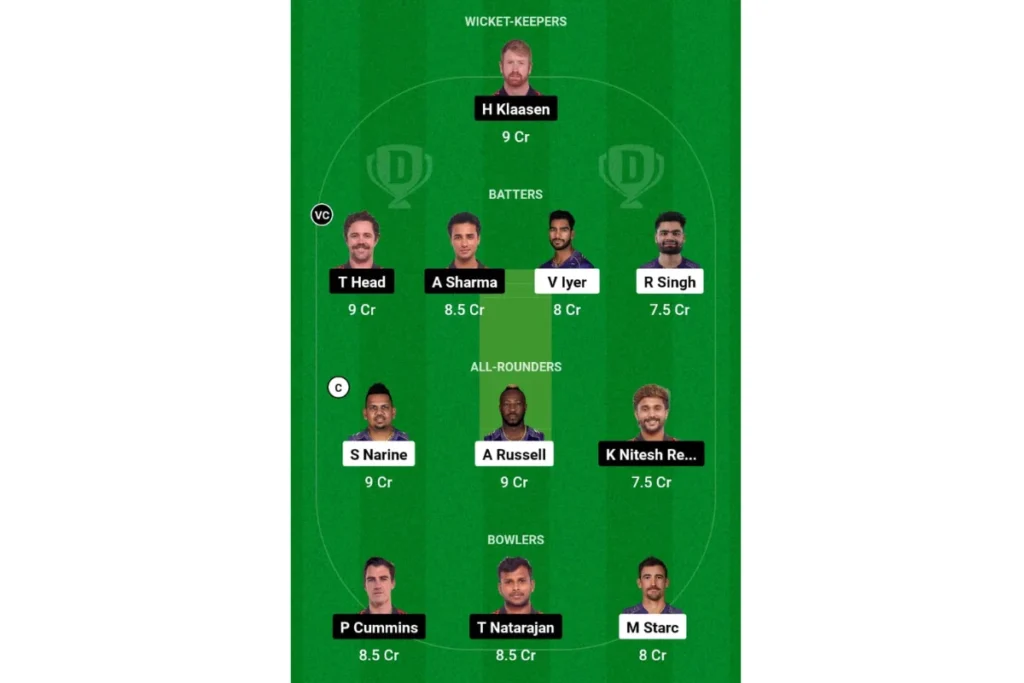 IPL 2024 KKR vs SRH Dream 11