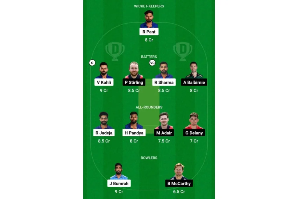 ICC T20 World Cup 2024 IND vs IRE Dream 11