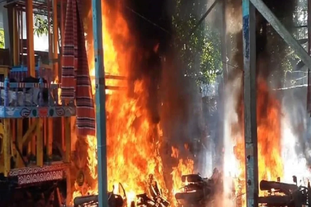 Photo of the attack on ISKCON temple by fundamentalists in Bangladesh