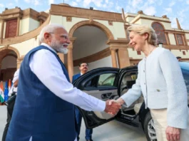 EU chief Ursula von der Leyen and PM Modi Pic Credits: ANI
