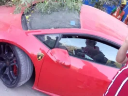 Lamborghini car crushes poor people near Amity University in Noida