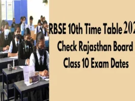 RBSE Class 10, 12 Rajasthan Board Exam Time Table 2025