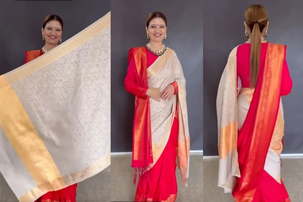 How to Wear Shawl with Saree